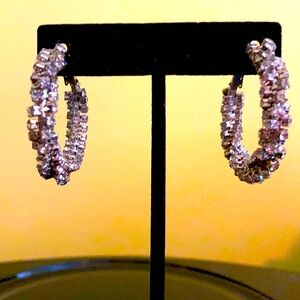 Rhinestone double braid pierced earrings (OS)